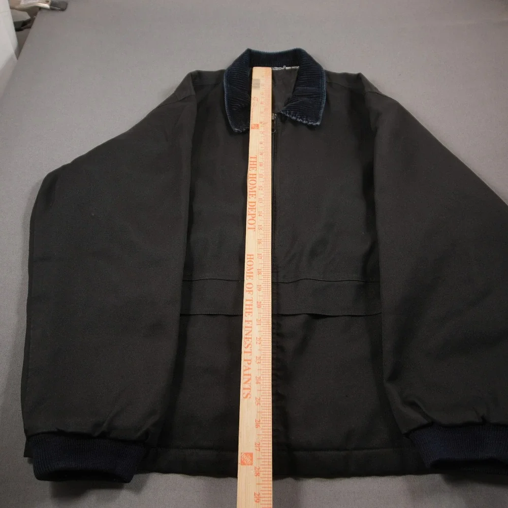 Corduroy Collar Quilted Lined Men Jacket XL Work Utility Nylon Chore Black